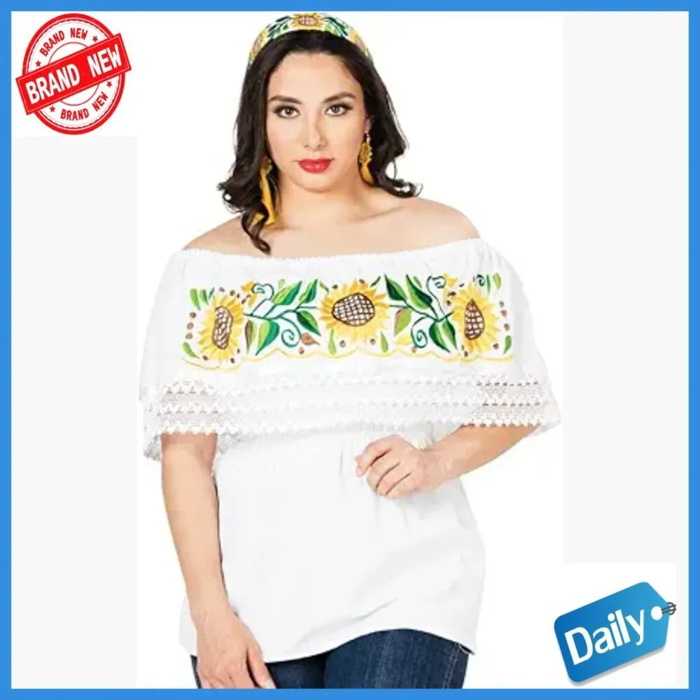 Girls Embroidered Cotton Blouse Long Sleeve Classic Fit